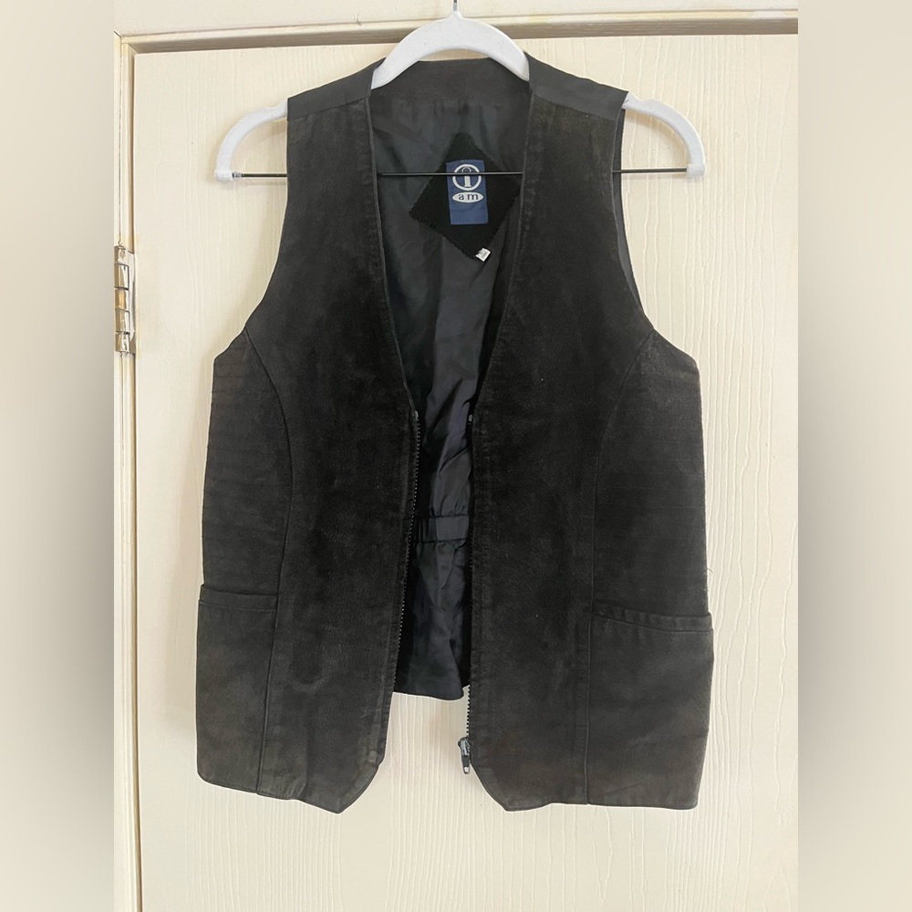 VTG 90s Western Boho Festival Cottagecore Punk Biker Suede Zip front Vest S - Picture 3 of 9